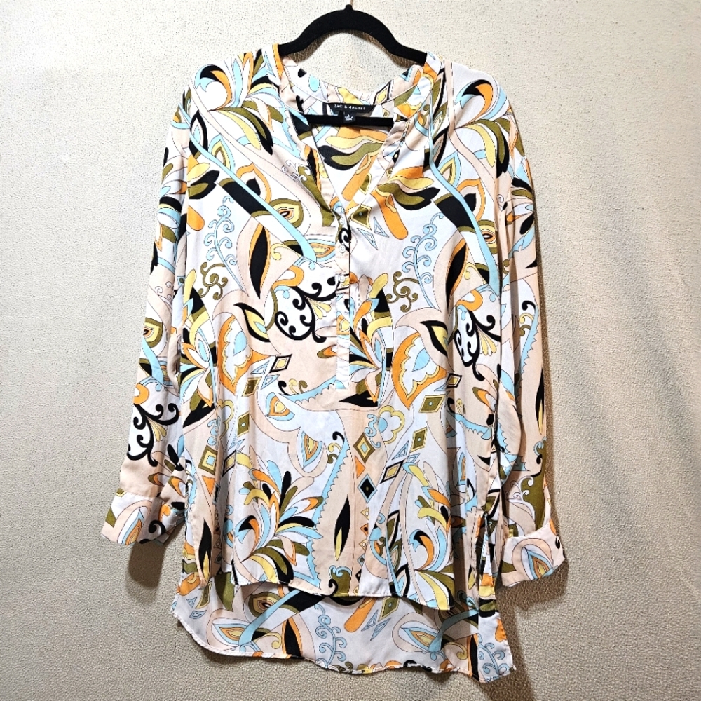 Zac And Rachel Stylish Multicolor Women's Button Up Blouse Size Lg
